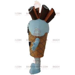 Costume da mascotte cono gelato al cioccolato gigante