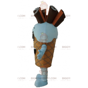 Traje de mascote de casquinha de sorvete de chocolate gigante