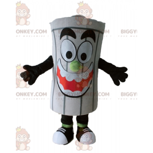 Disfraz de mascota BIGGYMONKEY™ de cubo de basura gris gigante