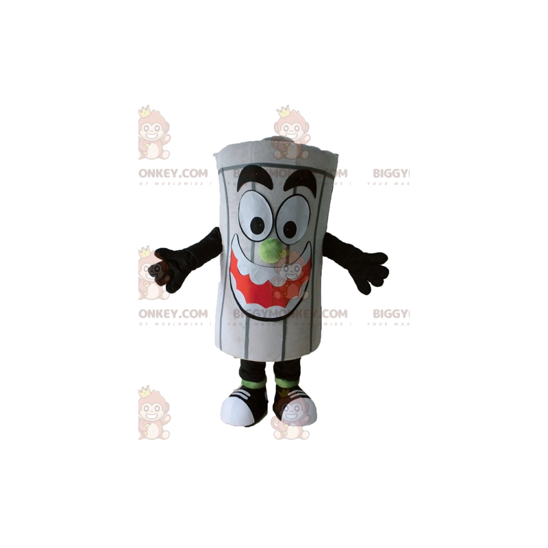 Costume da mascotte gigante grigio del bidone della spazzatura