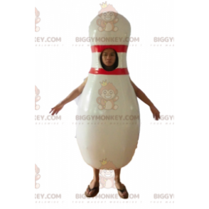 Costume de mascotte BIGGYMONKEY™ de quille blanche et rouge