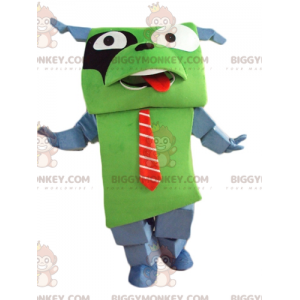 Costume de mascotte BIGGYMONKEY™ de chien vert et gris géant et