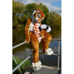 Costume de mascotte BIGGYMONKEY™ de joli tigre orange blanc et