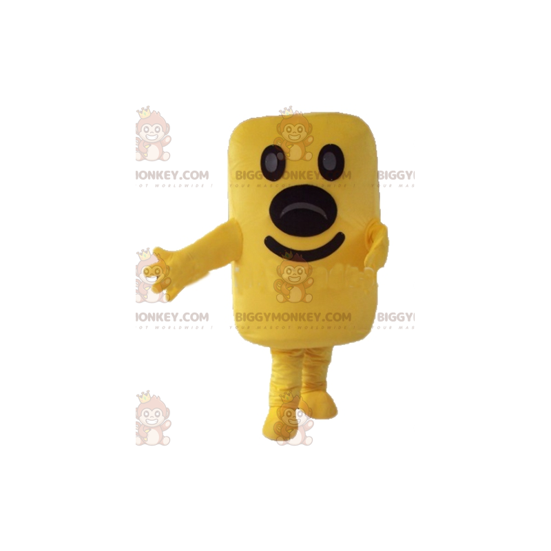 Traje de mascote de homem amarelo gigante retangular