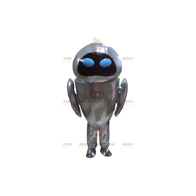 Metallic grijze robot BIGGYMONKEY™ mascottekostuum met blauwe