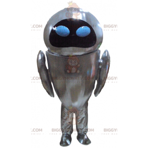Metallic grijze robot BIGGYMONKEY™ mascottekostuum met blauwe