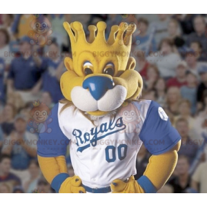 Lion BIGGYMONKEY™ Mascot Costume with Crown Shaped Head –