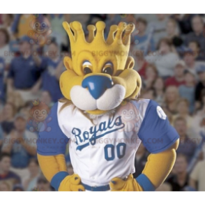 Lion BIGGYMONKEY™ Mascot Costume with Crown Shaped Head -