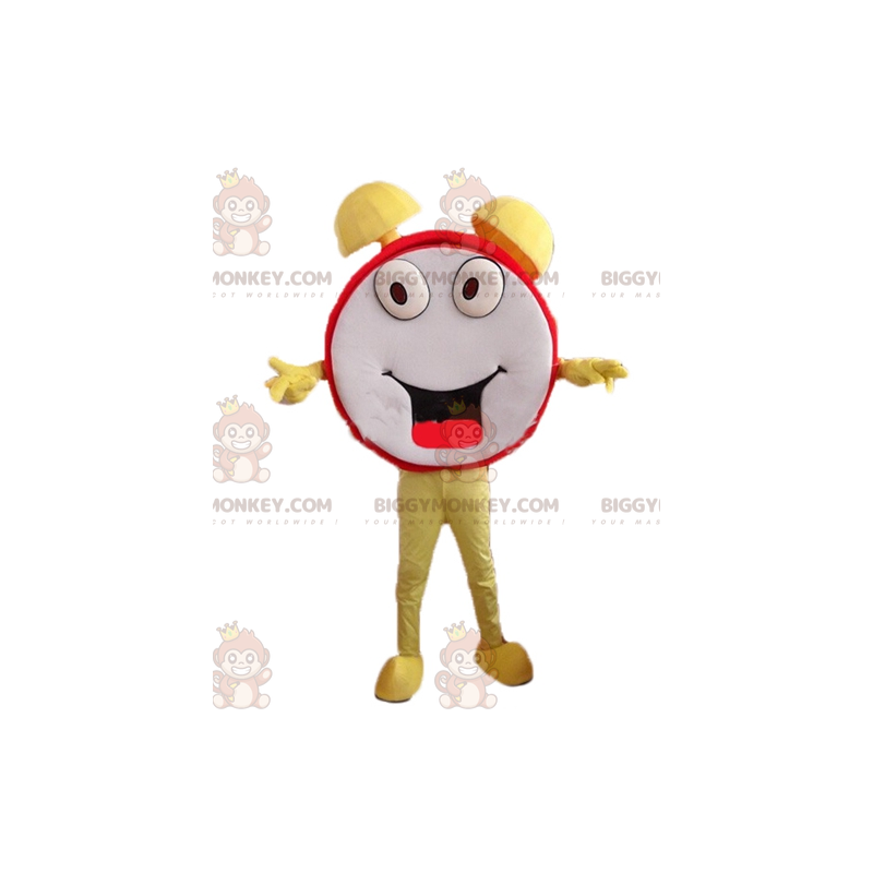 Costume de mascotte BIGGYMONKEY™ de réveil rouge jaune et blanc