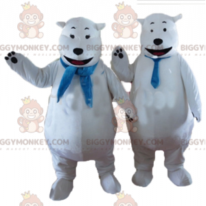 2 Mascota del oso polar de BIGGYMONKEY™ con bufanda azul -