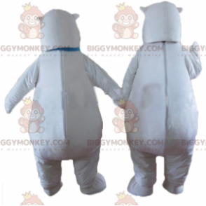 2 BIGGYMONKEY™s Eisbär-Maskottchen mit blauem Schal -