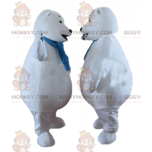 2 BIGGYMONKEY™ jääkarhun maskottia sinisellä huivilla -