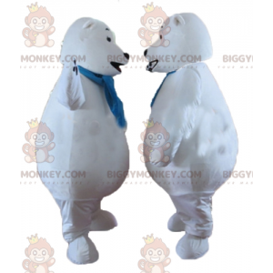 2 BIGGYMONKEY™s polar bear mascot with blue scarf -