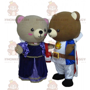 Duo de mascottes BIGGYMONKEY™ d'ours habillés en princesse et