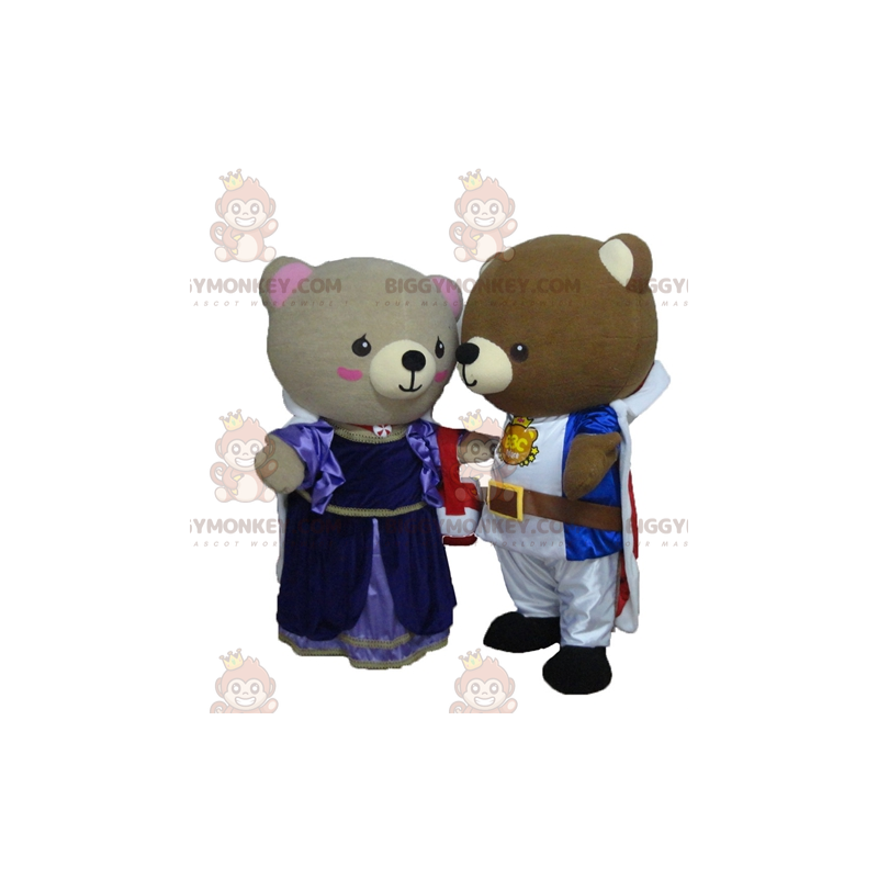 Duo de mascottes BIGGYMONKEY™ d'ours habillés en princesse et