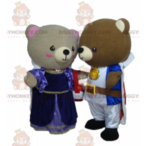 Duo de mascottes BIGGYMONKEY™ d'ours habillés en princesse et