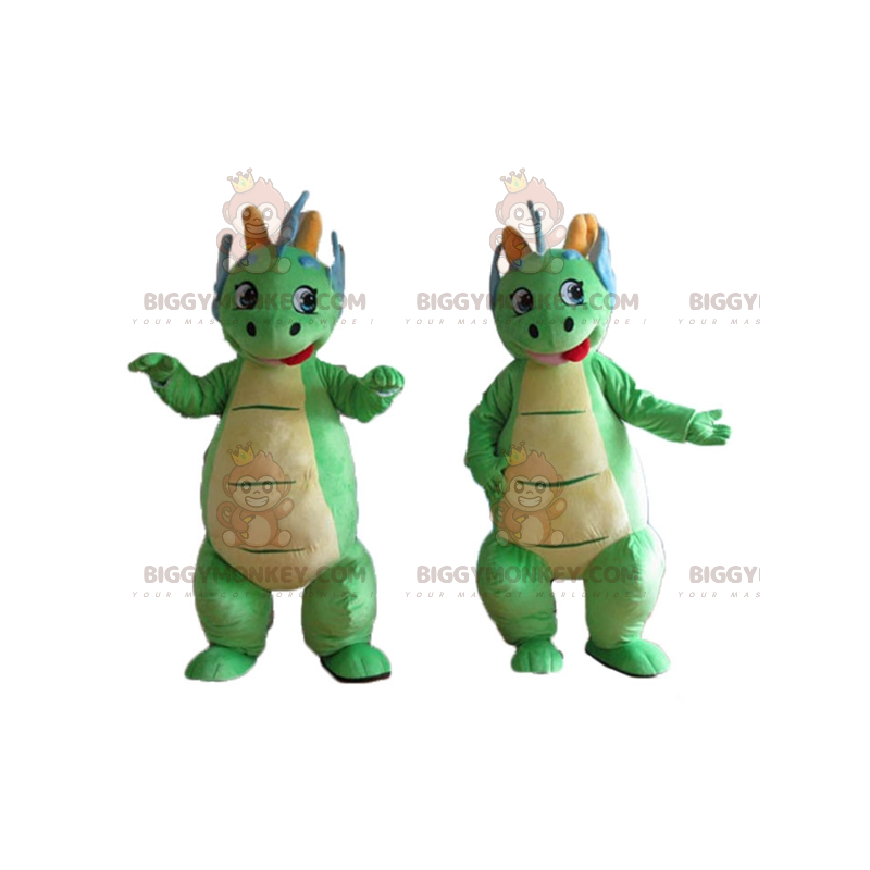 2 BIGGYMONKEY™ maskotti söpöistä ja värikkäistä vihreistä ja