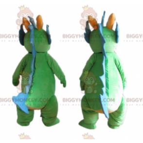 2 mascote BIGGYMONKEY™ de dinossauros verdes e azuis fofos e