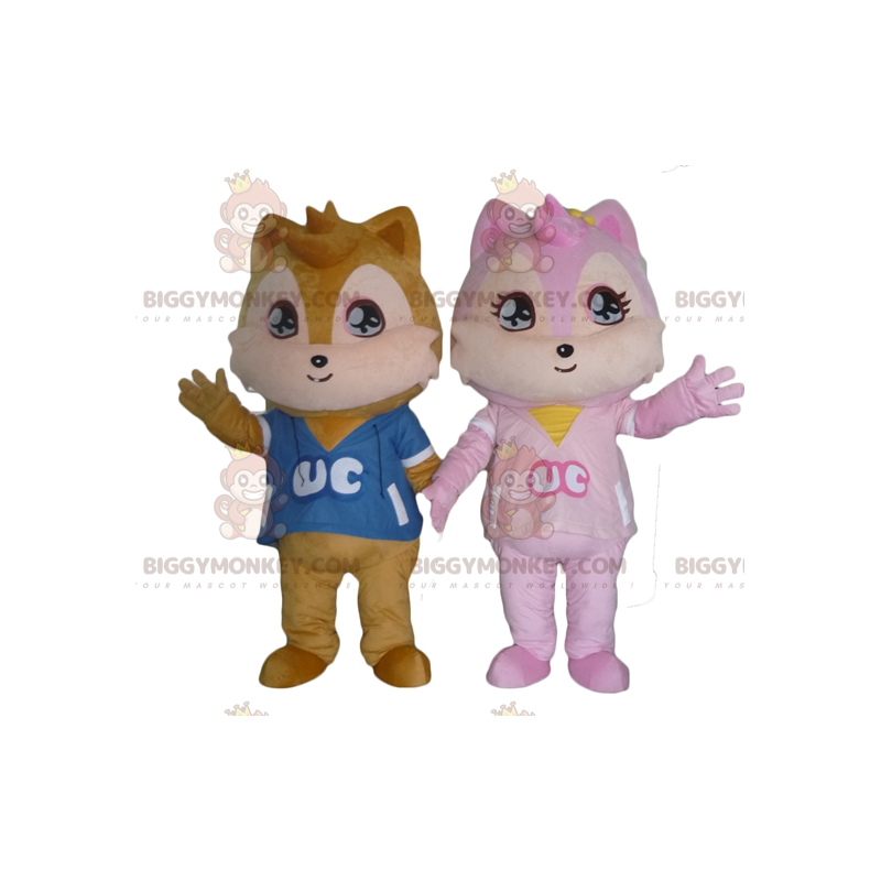 2 BIGGYMONKEY™s squirrel mascots, one brown the other pink –