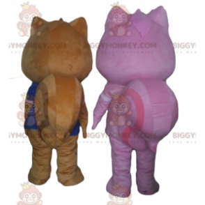 2 BIGGYMONKEY™s squirrel mascots, one brown the other pink -