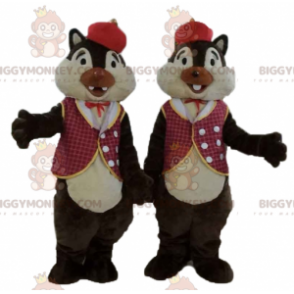 Duo de mascottes BIGGYMONKEY™ d'écureuils de Tic et Tac en