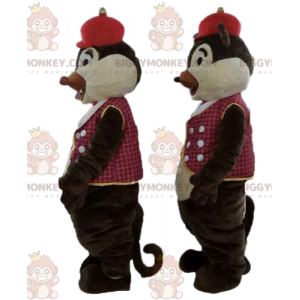 2 mascotes de esquilo BIGGYMONKEY™ de Tic et Tac em trajes