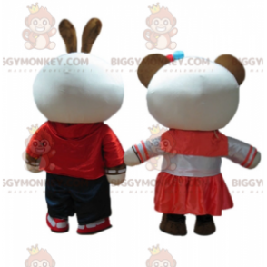 BIGGYMONKEY™s maskot en smilende brun og hvid kanin og panda -