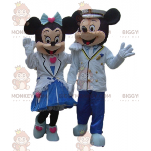 2 goedgeklede schattige Minnie en Mickey Mouse-mascotte