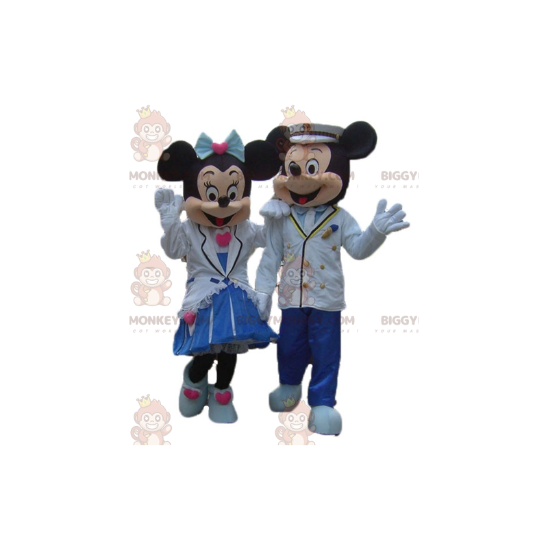 2 goedgeklede schattige Minnie en Mickey Mouse-mascotte