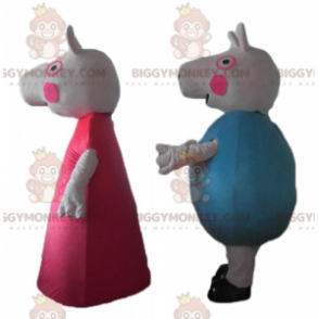 świnki maskotki BIGGYMONKEY™ jedna w czerwonej sukience, druga