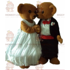 2 Maskottchen-Teddybären von BIGGYMONKEY™ in Hochzeitskleidung