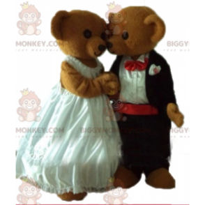 2 plyšoví medvídci s maskotem BIGGYMONKEY™ ve svatebních šatech