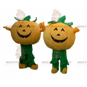 2 BIGGYMONKEY™-maskottia oranssista ja vihreästä kurpitsasta