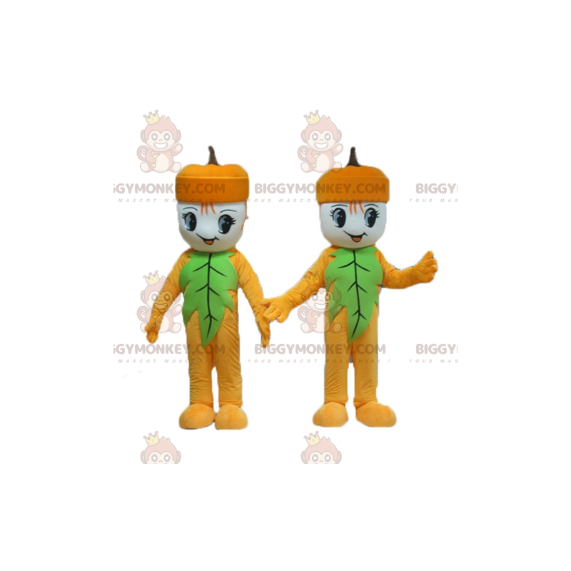 2 BIGGYMONKEY™:n keltainen ja vihreä lumiukon tupsu maskotti -