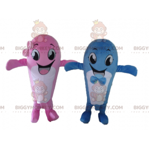 2 ballenas mascota BIGGYMONKEY™s una rosa y otra azul -