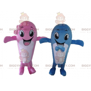 2 whale mascot BIGGYMONKEY™s one pink and one blue -