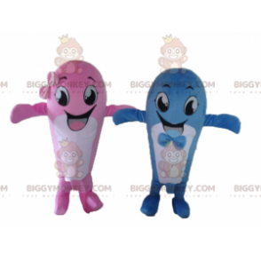 2 ballenas mascota BIGGYMONKEY™s una rosa y otra azul -