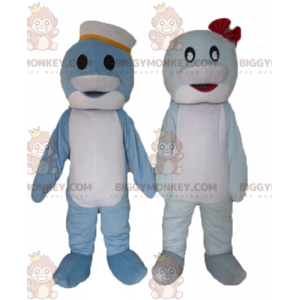 2 mascotas delfines pescados azules y blancos de BIGGYMONKEY™ -