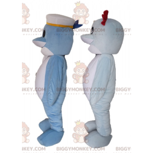 2 mascotte delfini pesce blu e bianco di BIGGYMONKEY™ -