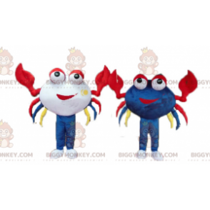 2 Maskot BIGGYMONKEY™ velmi barevných a usměvavých krabů –