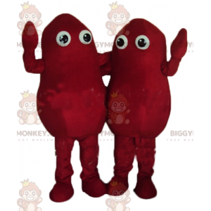 2 BIGGYMONKEY™s rote Kartoffelmännchen-Maskottchen -