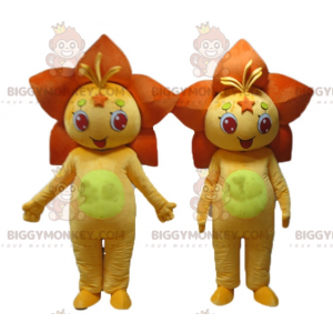 2 BIGGYMONKEY™:n oranssin ja keltaisen liljakukkien maskotti -
