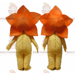 2 BIGGYMONKEY™s orange og gule liljeblomstmaskot -