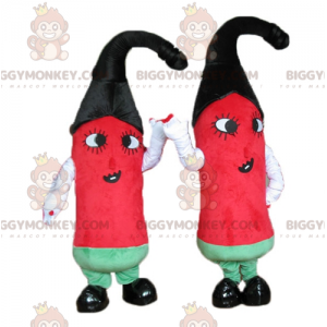 2 mascot BIGGYMONKEY™s red green and black chili peppers –