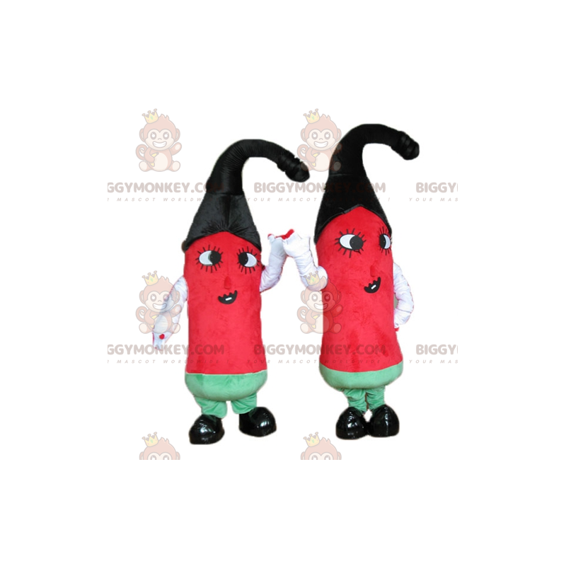 2 peperoncini rossi verdi e neri della mascotte BIGGYMONKEY™ -