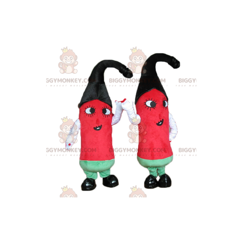 2 μασκότ BIGGYMONKEY™s κόκκινες πράσινες και μαύρες πιπεριές