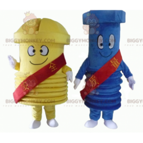 Duo de mascottes BIGGYMONKEY™ de vis géantes une bleue et une
