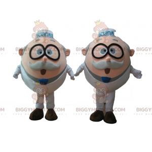 Duo de mascottes BIGGYMONKEY™ de vieux hommes de scientifiques