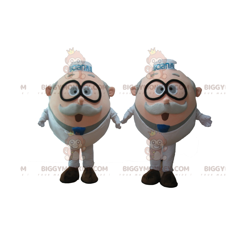 2 mascotes do BIGGYMONKEY™s cientistas velhos com óculos –