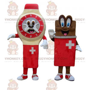 2 BIGGYMONKEY™s maskot en schweizisk klocka och chokladkaka -